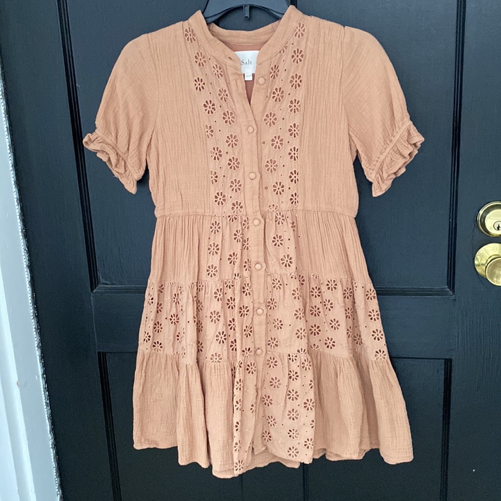 Salt Roolee Tan Button-Down Dress Girls size 13-14 years old